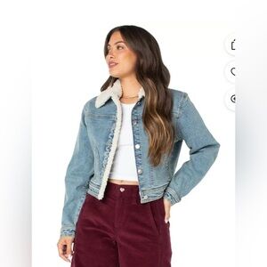 Celebrity Pink Teddy Fleece Denim Jacket Size L New Without Tags